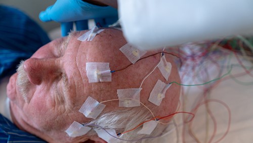 Person undergoing EEG monitoring