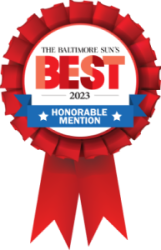 A graphic of an honorable mention ribbon from The Baltimore Sun's Readers Choice competition.