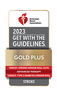 A "Get With The Guidelines: Gold Plus" award from the American Heart Association recognizing stroke procedures at the University of Maryland Medical Center.
